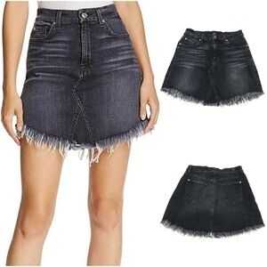 7 For All Mankind Denim Jean Skirt Size 26 Raw Hem in Vintage Black